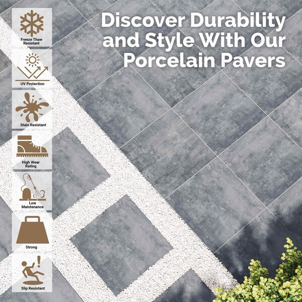 Tru Blue Stone 24 In. X 24 In. Matte Porcelain Paver Tile, 2PK